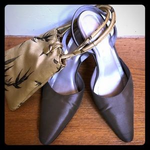 Ann Taylor 2” slide on back heel and satin purse